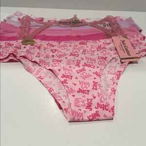 Juicy Couture Women's No Line Bikini Pretty in Pink Panties Set of five.
